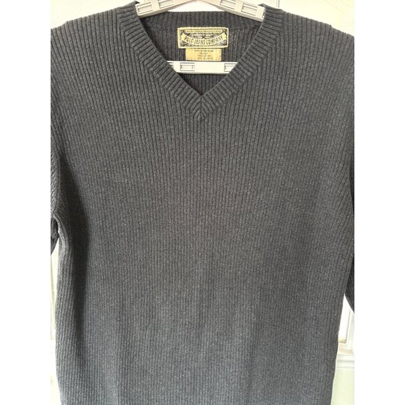 Polo Jeans Company Mens Size XL Cotton Ribbeds Knit Stretch Gray Sweater V-Neck - Picture 2 of 8